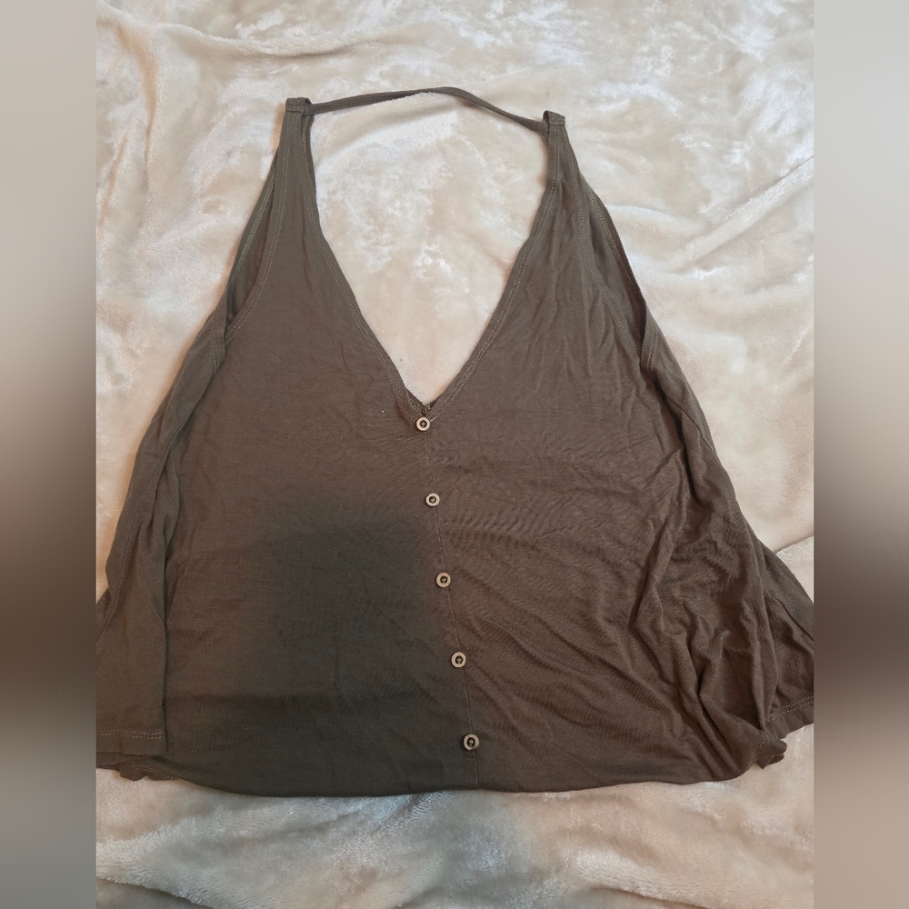 Angie Green Sleeveless Button-Down Blouseank